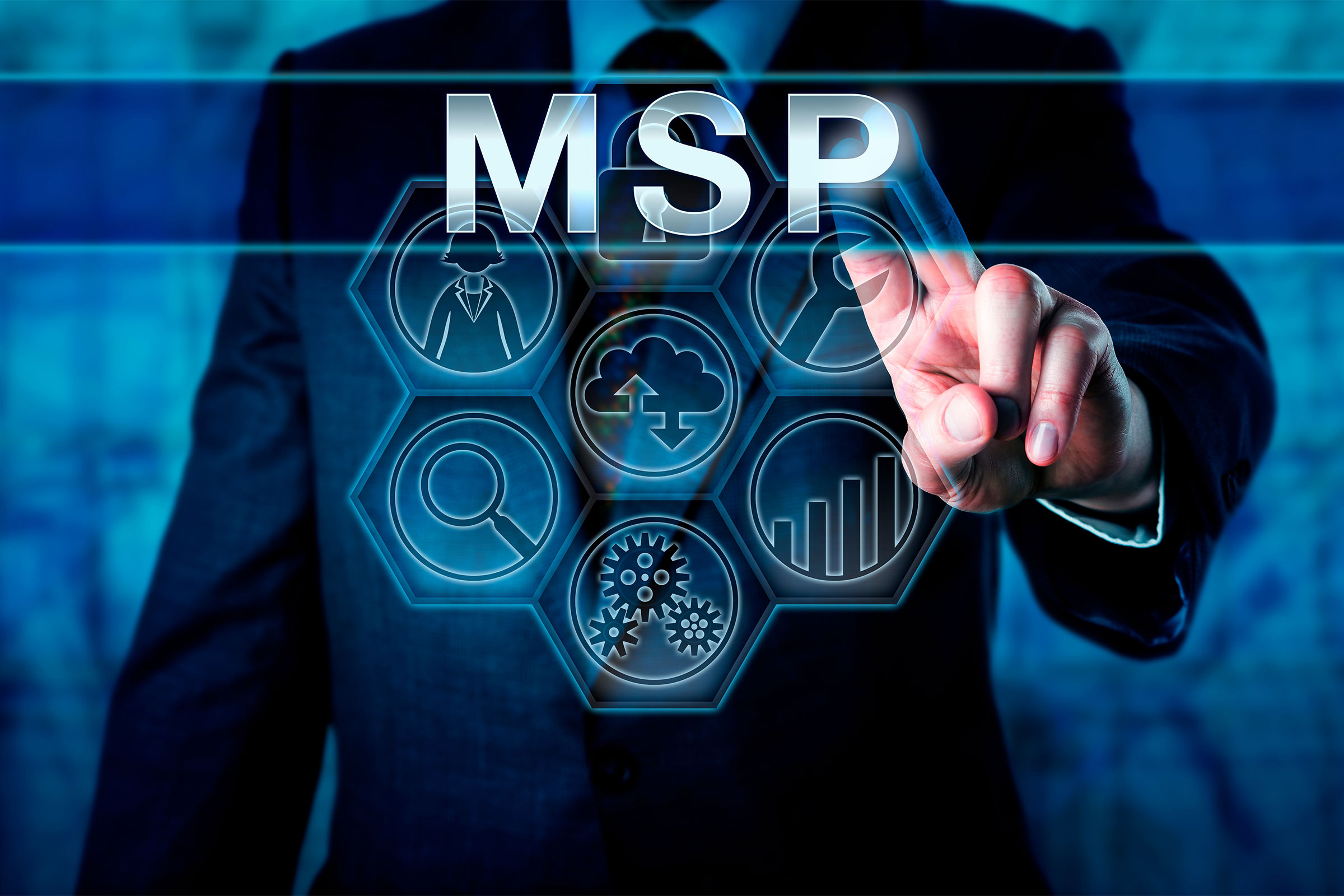 MSP Business Man Pointing at Icons